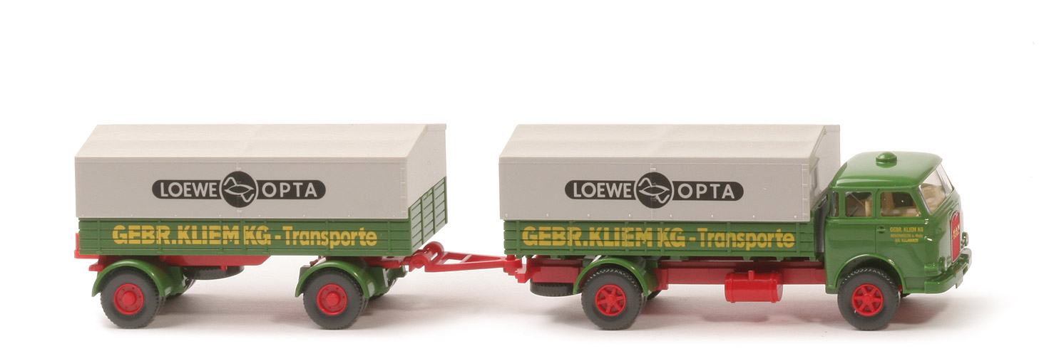 MAN 10.230 Pritschen-LKW mit Anhänger (2013) - Kliem, Planendruck Loewe Opta - nicht erfasst