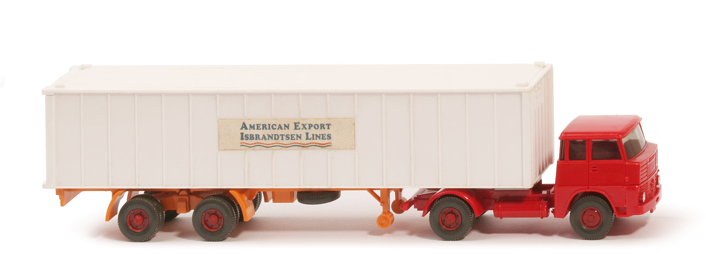 Henschel HS 14 Container-Sattelzug - AMERICAN EXPORT ..., 1 x 40 ft weiß, KöBo dünn - American Export