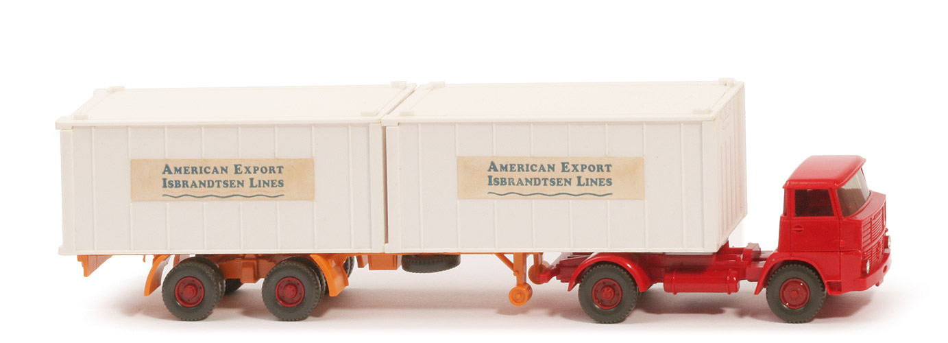 Henschel HS 16 Container-Sattelzug - AMERICAN EXPORT ..., 2 x 20 ft weiß, KöBo stark - American Export