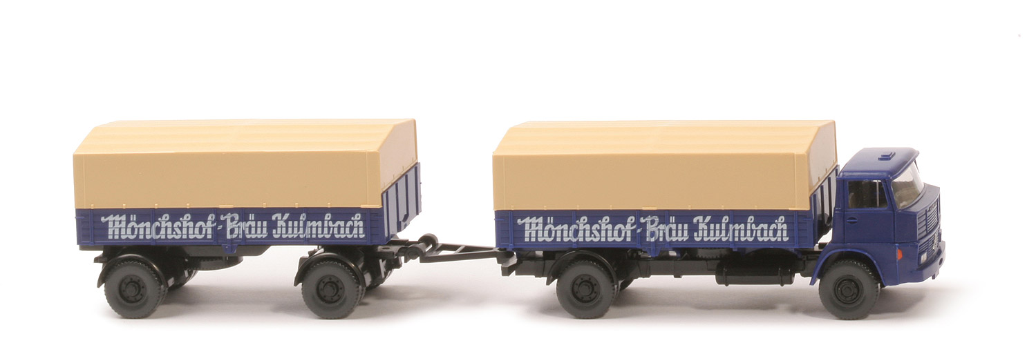 Henschel F 140 L Pritschen-Lkw (2013 ff.)  - Mönchshof-Bräu Kulmbach, mit Anhänger - nicht erfasst