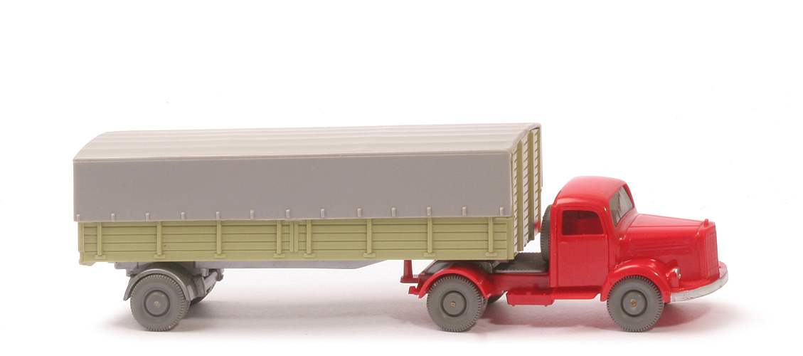 MB L 3500 S Alter Pritschen-Sattelzug - ZM rot, Aufl. lindgrün - 510/4 ?