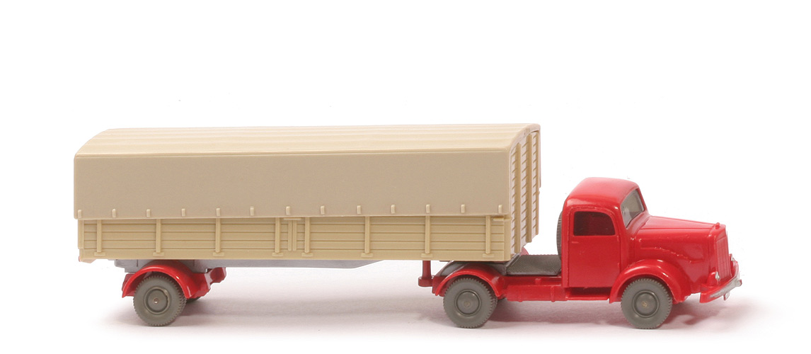 MB L 5000 S Alter Pritschen-Sattelzug - ZM rot, Aufl. grünbeige - 510/5 ?