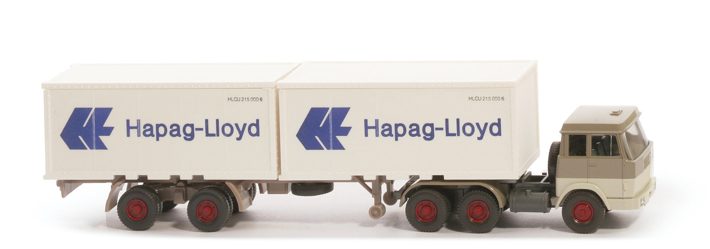 Hanomag-Henschel Container-Sattelzug - Hapag-Lloyd 2 x 20 ft , olivgrau/perlweiß - Hapag-Lloyd 4 ?
