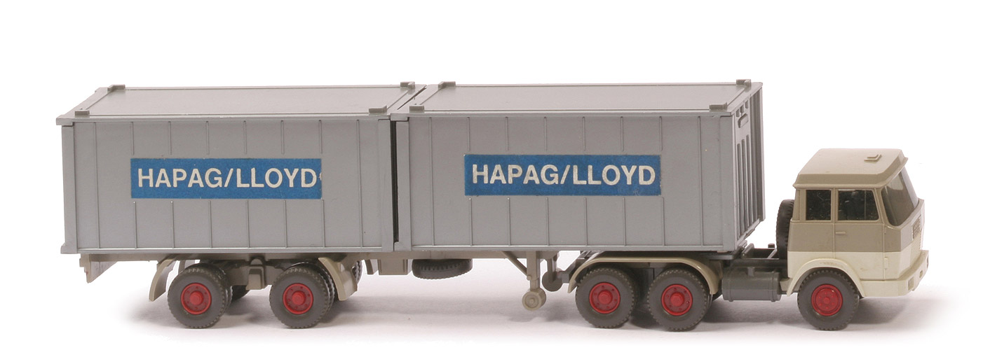 Hanomag-Henschel Container-Sattelzug - Hapag-Lloyd 2 x 20 ft , olivgrau/perlweiß - 521/5b