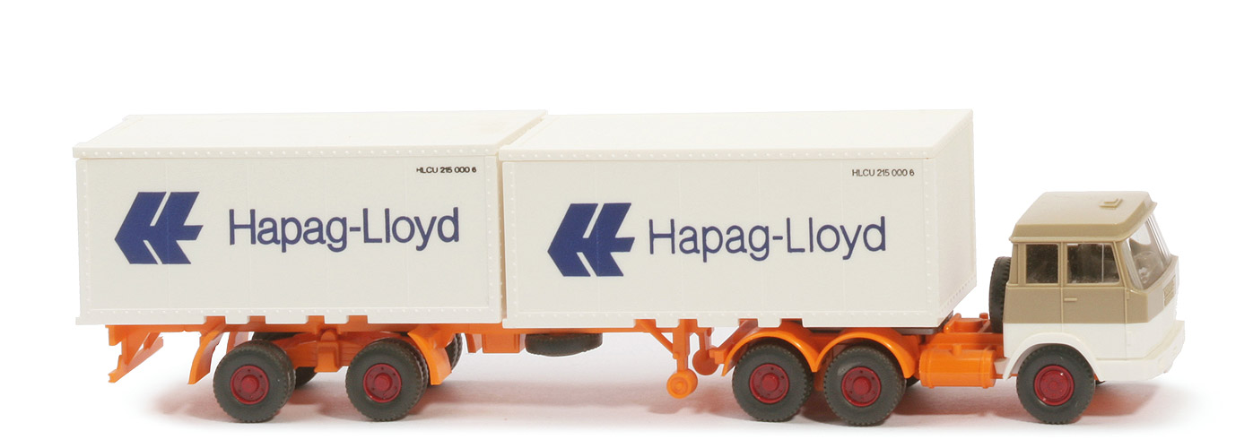 Hanomag-Henschel Container-Sattelzug - Hapag-Lloyd 2 x 20 ft , gelbgrau/weiß - 521/15a