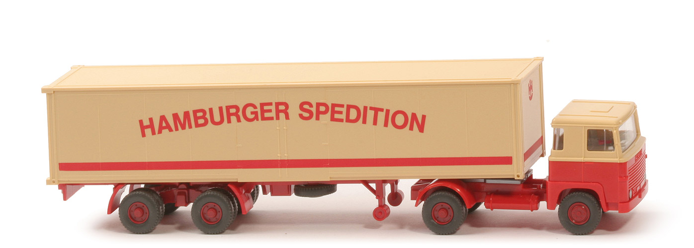 Scania 111  Koffer-Sattelzug - Hamburger Spedition mit Lkr/Sp, Aufl.-CH rot - 512/4c