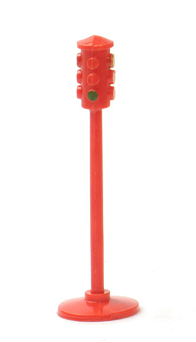 Erste Verkehrsampel - Ampel orangerot, Sockel orangerot mit Wulst - 900/2d