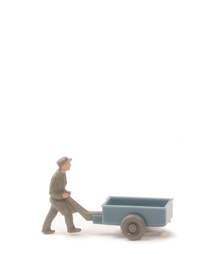 Handwagenfahrer (Typ 3) - Person basaltgrau, Handwagen mattgraublau - 860/7
