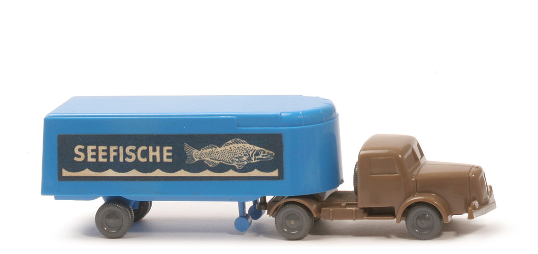 Henschel Alter Kühlsattelzug - Seefische,  ZM. blassbraun, Aufl. himmelblau - 520/9 ?