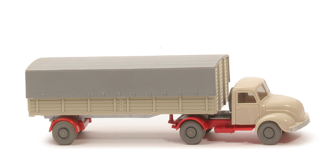 Magirus S 3500 Alter Pritschen-Sattelzug - ZM hellgelbgrau/rot, Aufl. hellgelbgrau - 510/2a