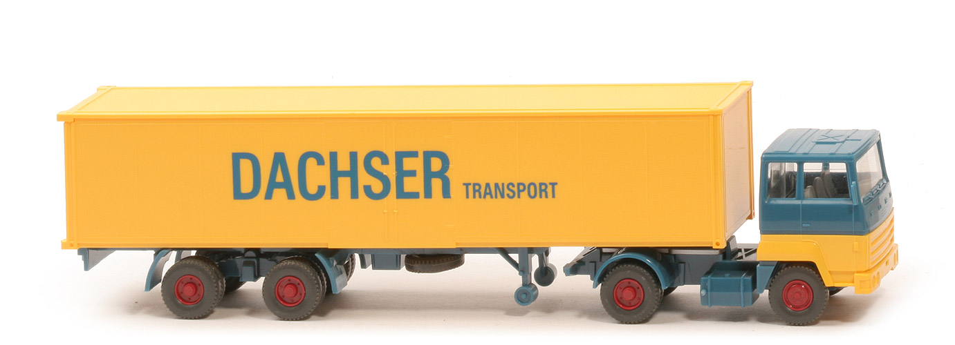 Ford Transcontinental Koffer-Sattelzug  - Dachser, azurblau/gelb - 540/30 Vors.