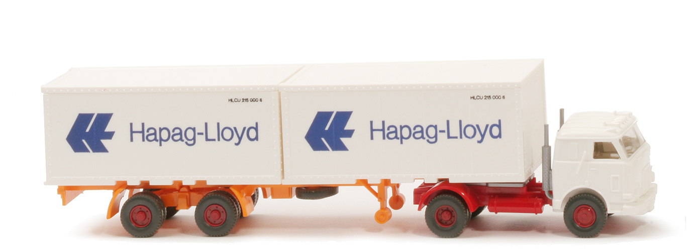 US-Zugmaschine Container-Sattelzug - Hapag-Lloyd 2 x 20 ft , 2-achsig, weiß - Hapag-Lloyd 10 ~