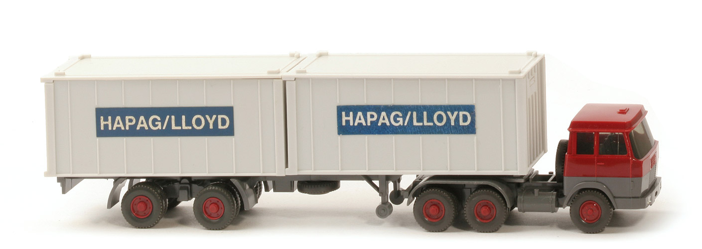 Hanomag-Henschel Container-Sattelzug - Hapag-Lloyd 2 x 20 ft  altweiß, FH hellbraunrot/basaltgrau  - Hapag-Lloyd 4z5 ~