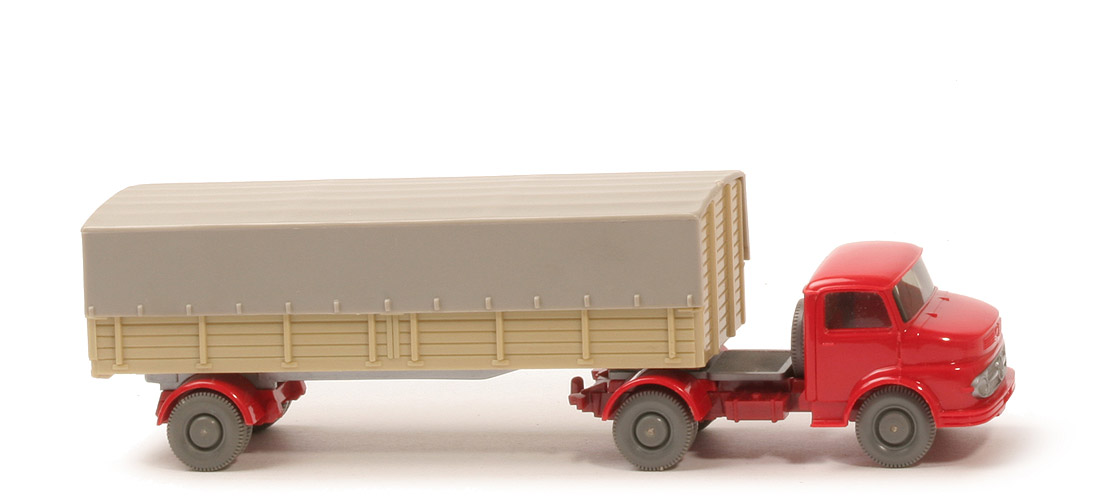 MB 1413 Pritschen-Sattelzug - ZM rot/hellbraunrot, Aufl. grünbeige - 510/8f