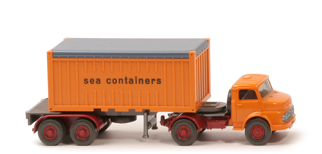 MB LS 1413 Container-Sattelzug 20 ft - sea containers OT, FH hellgelbgrau - 526/4c