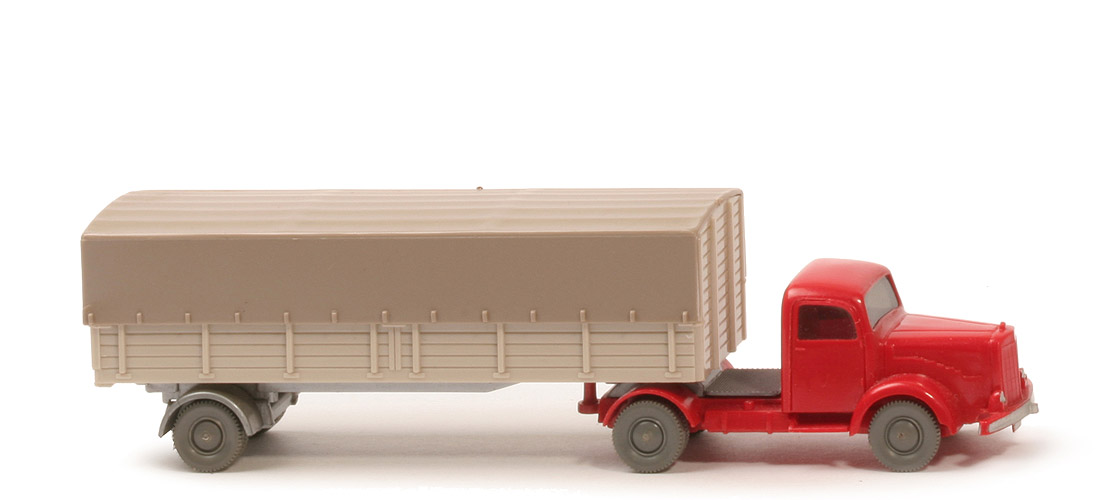 MB L 5000 S Alter Pritschen-Sattelzug - ZM rot, Auf. hellelfenbein - 510/6e