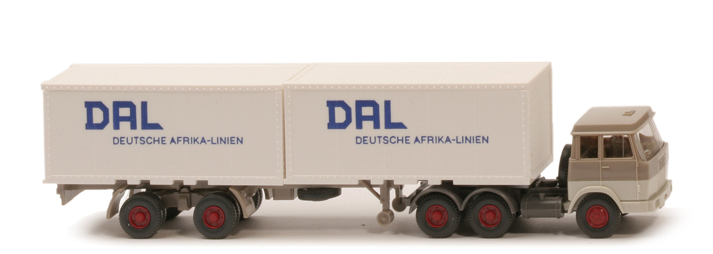 Hanomag-Henschel Container-Sattelzug - DAL 2 x 20 ft  (ohne Nummer), graubeige/altweiß - DAL (1)