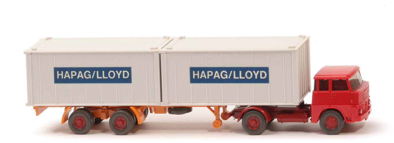 Henschel HS 14 Container-Sattelzug - Kabine rot, Bolzen stark - 523/1