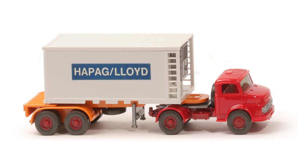 MB LS 1413 Container-Sattelzug 20 ft - Hapag-Lloyd Kühl-Container, rot / weiß - Hapag-Lloyd (1413) ?