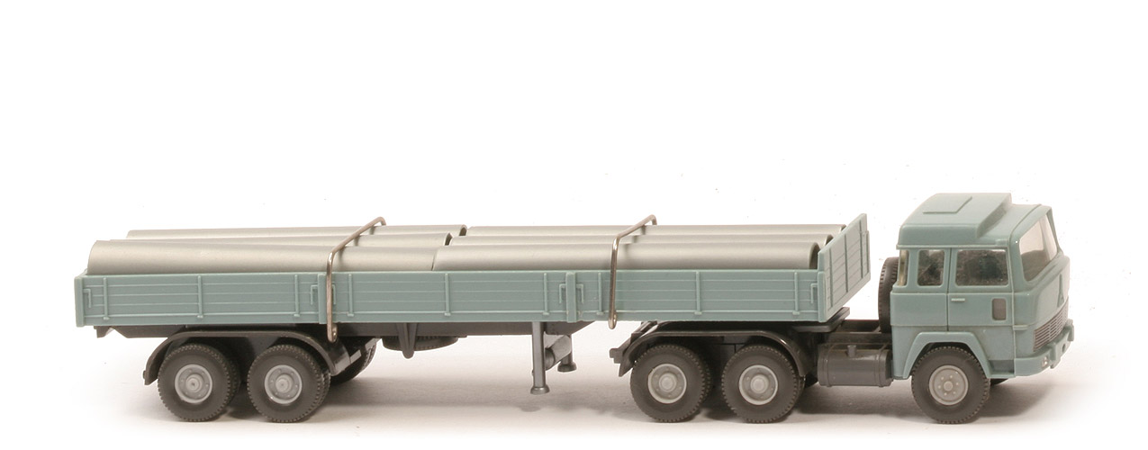 Magirus 235 D Röhrensattelzug - Aufbau grünblau, KoBo dünn, CH ZM basaltgrau, Aufl. anthrazit - 518/14a ~