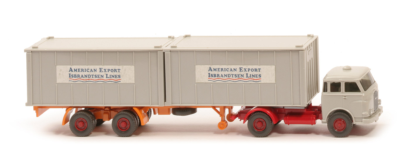MAN 10.230 Container-Sattelzug - American Export, FH achatgrau, CH rot, Aufl. orangegelb, KöBo stark - American Export ?