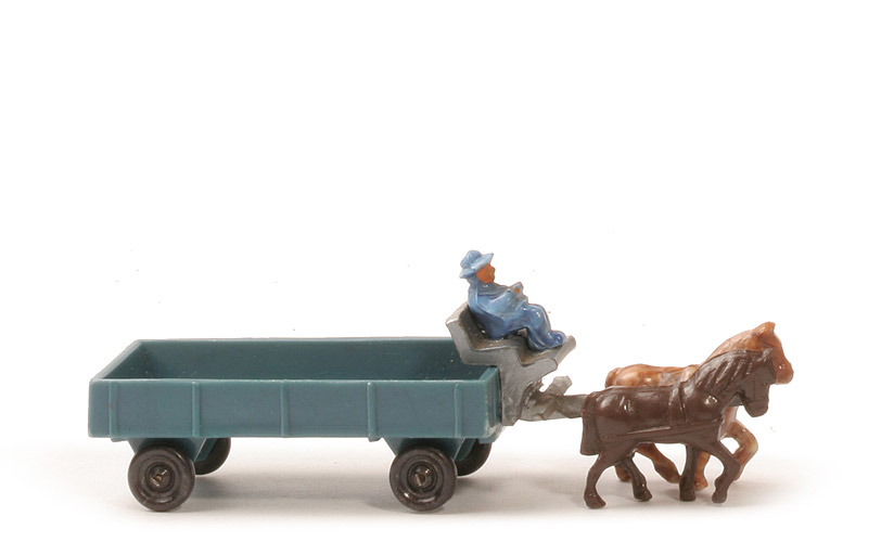 alte Pferdekutsche - mattgraublau, Pritschenboden glatt - 572/3a