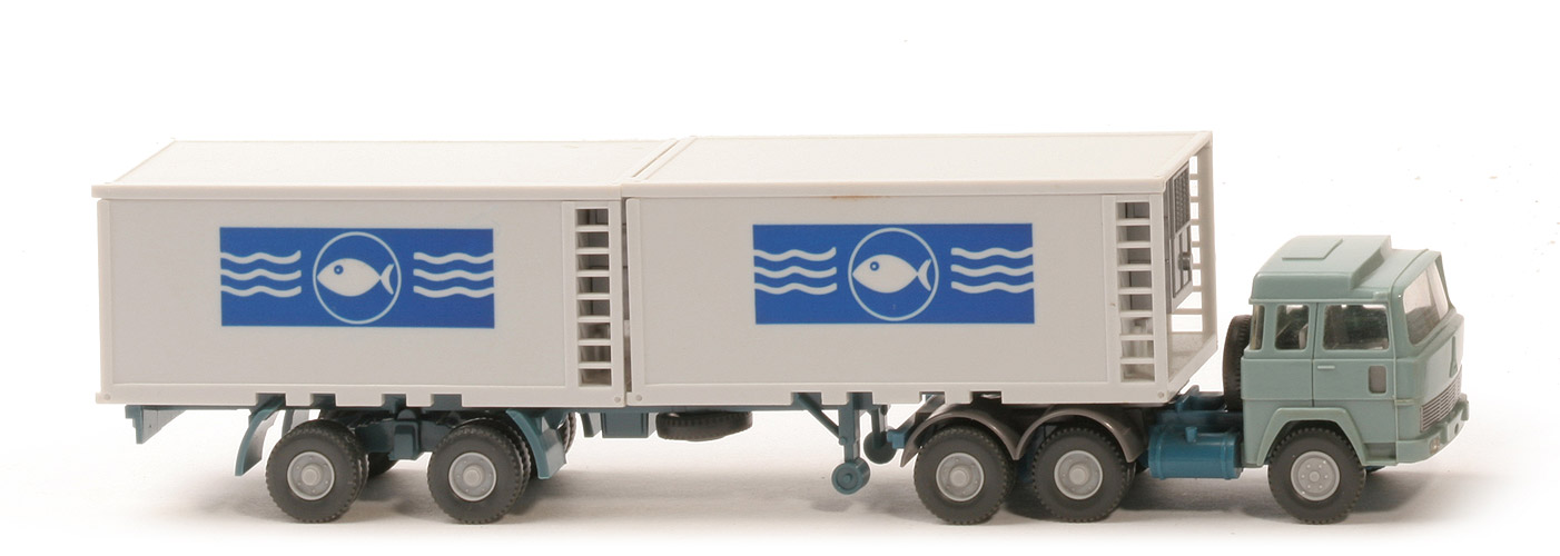 Magirus 235 D Kühlcontainer-Sattelzug - Fischsymbol, FH grünblau, Cont. altweiß - 522/4 ?