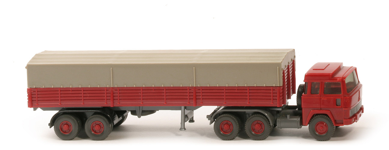 Magirus 235 D Pritschen-Sattelzug - Aufbau hellbraunrot, DAA Klemmplatte, KöBo stark - 516/4a