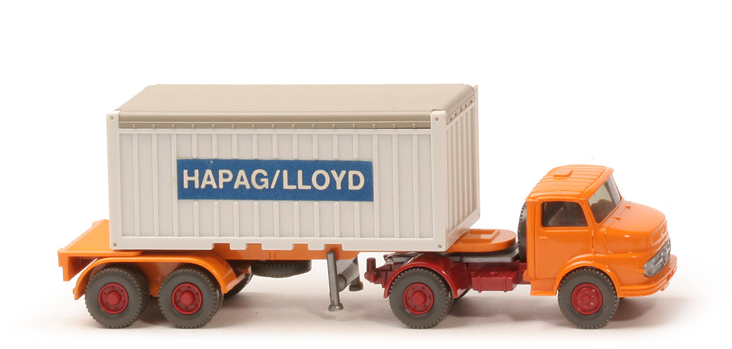 MB LS 1413 Container-Sattelzug 20 ft - Hapag-Lloyd OT, FH gelborange, Cont. altweiß - Hapag-Lloyd (1413) ?
