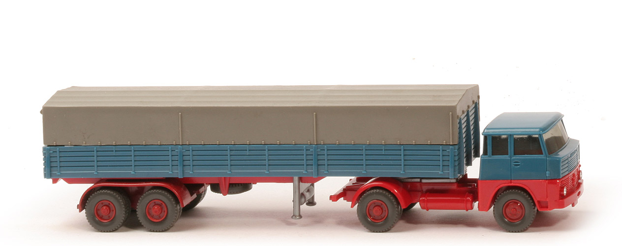 Henschel HS 14 Pritschen Sattelzug - Bolzen stark - rot / rot / hellbraunrot - 514/7a - d
