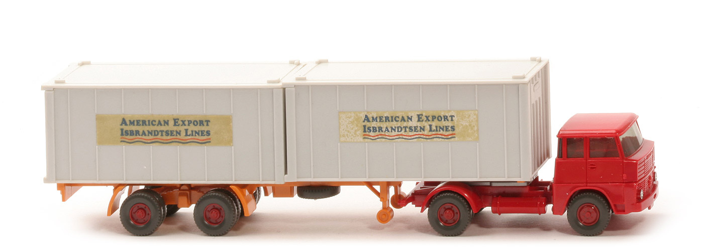 Henschel HS 14 Container-Sattelzug - AMERICAN EXPORT ..., 2 x 20 ft altweiß, KöBo stark - American Export