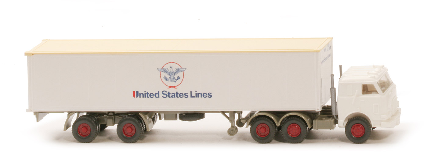 US-Zugmaschine Container-Sattelzug - United States Lines mit Frontdruck, Dach hellbeige - United States Lines (2) a