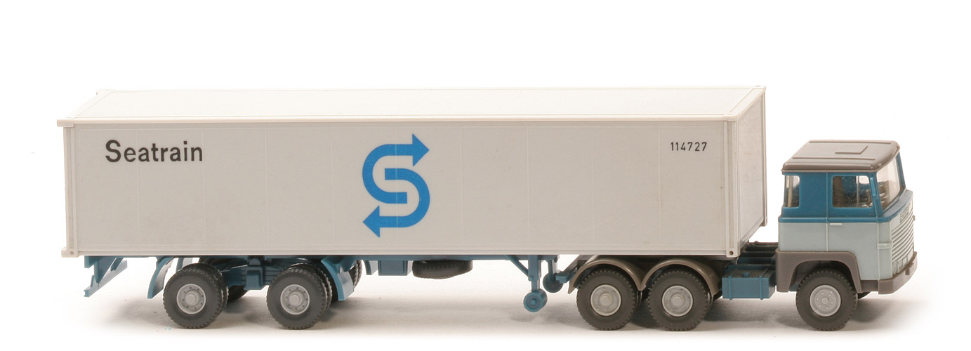 Scania 111  Container-Sattelzug - SEATRAIN  azurblau  / hellblaugrau - 520/40d
