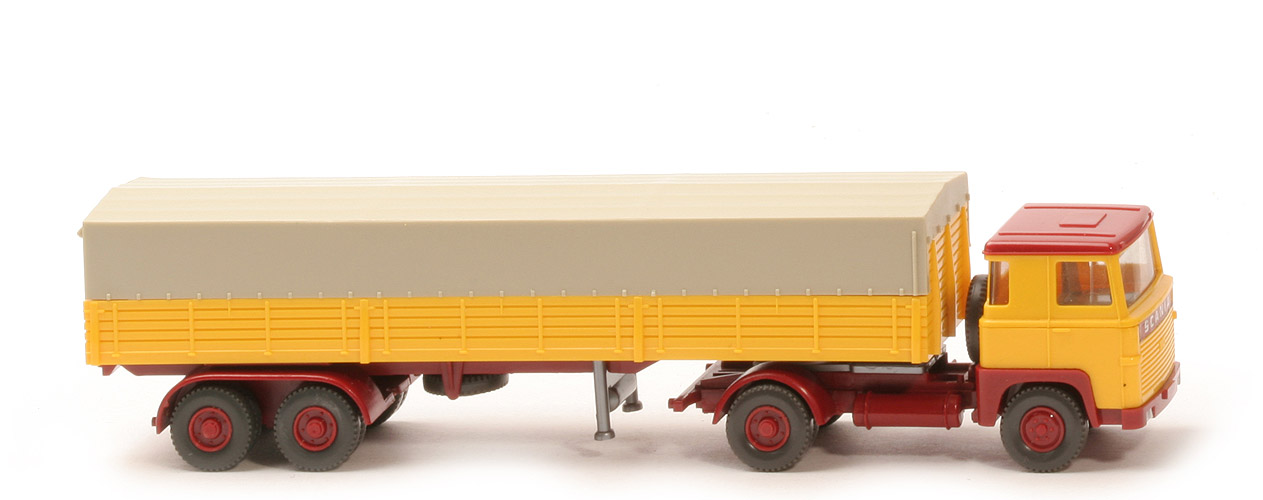 Scania 110  Pritschen-Sattelzug - gelb/ hellbraunrot mit Rücklichtstange - 510/11 ?