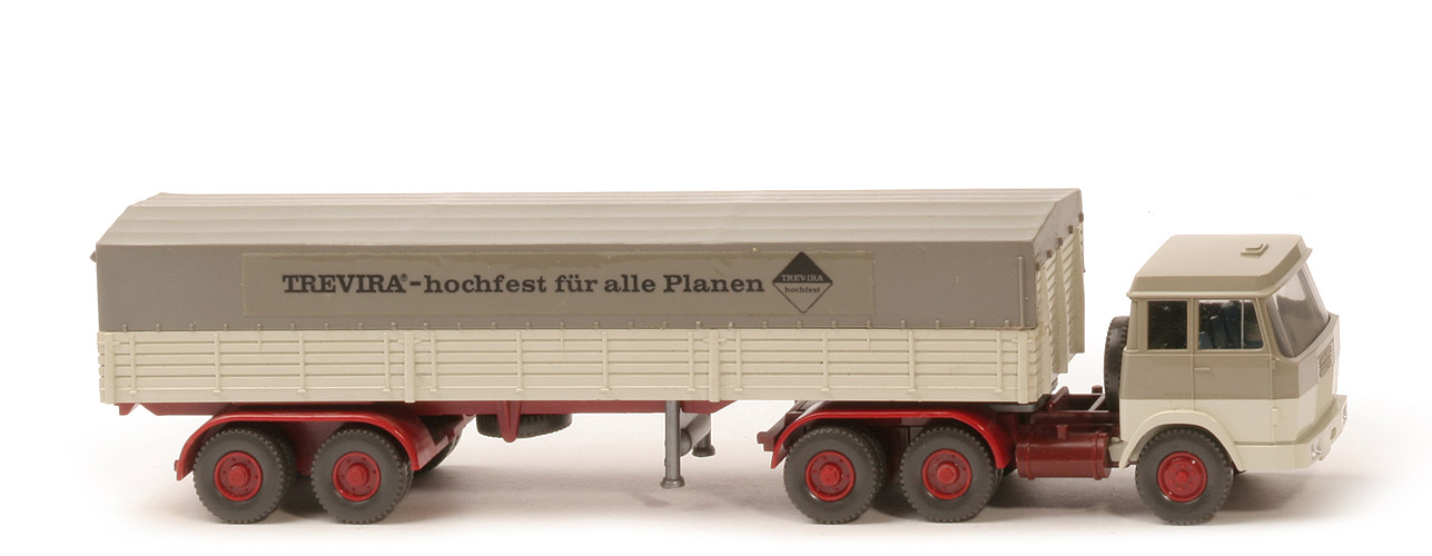 Hanomag Henschel Pritschen-Sattelzug - Trevira deutsch, FH olivgrau/perlweiß, PR perlweiß - Trevira ~