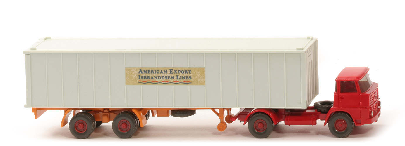Henschel HS 16 Container-Sattelzug - AMERICAN EXPORT ..., 1 x 40 ft papyrusweiß, KöBo dünn - American Export