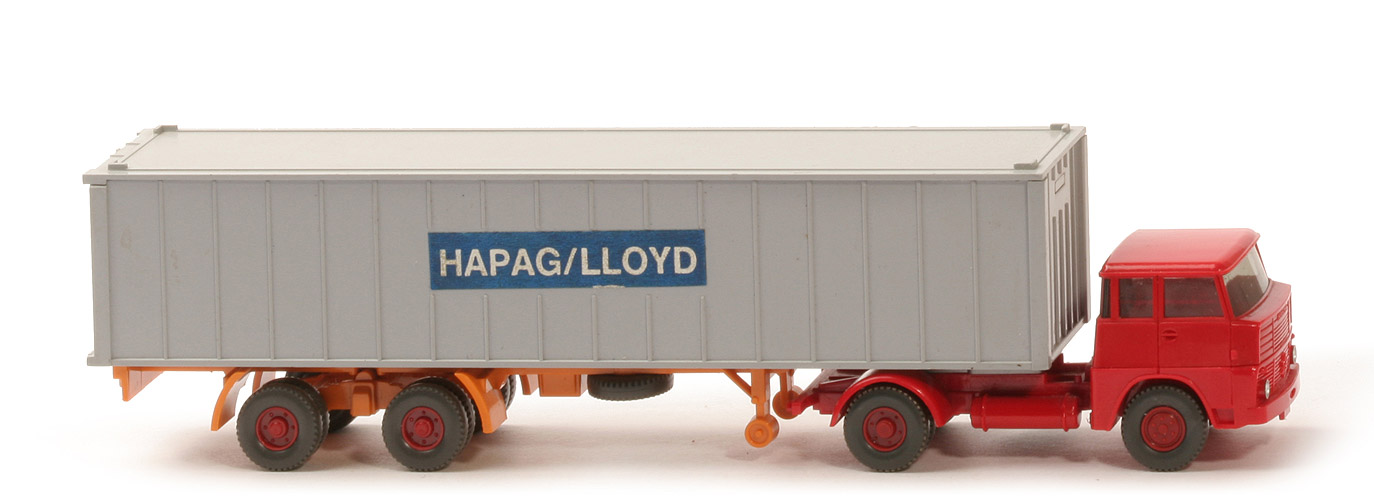 Henschel HS 14 Container-Sattelzug - Kabine rot, Bolzen stark - 523/1