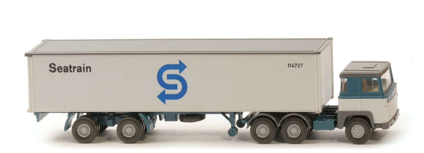 Scania 110  Container-Sattelzug - SEATRAIN azurblau/altweiß - 520/34f
