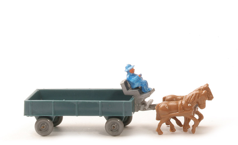 alte Pferdekutsche - mattgraublau, ZH integriert, ohne Deichselrest - 572/6a