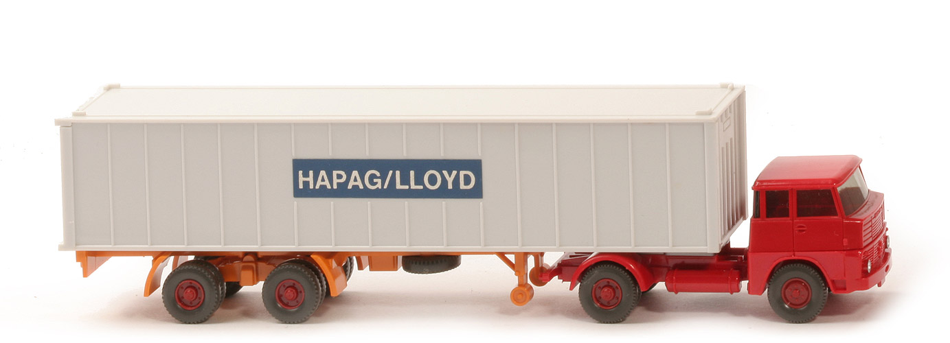 Henschel HS 14 Container-Sattelzug - Kabine rot, Bolzen stark - 523/1 ~