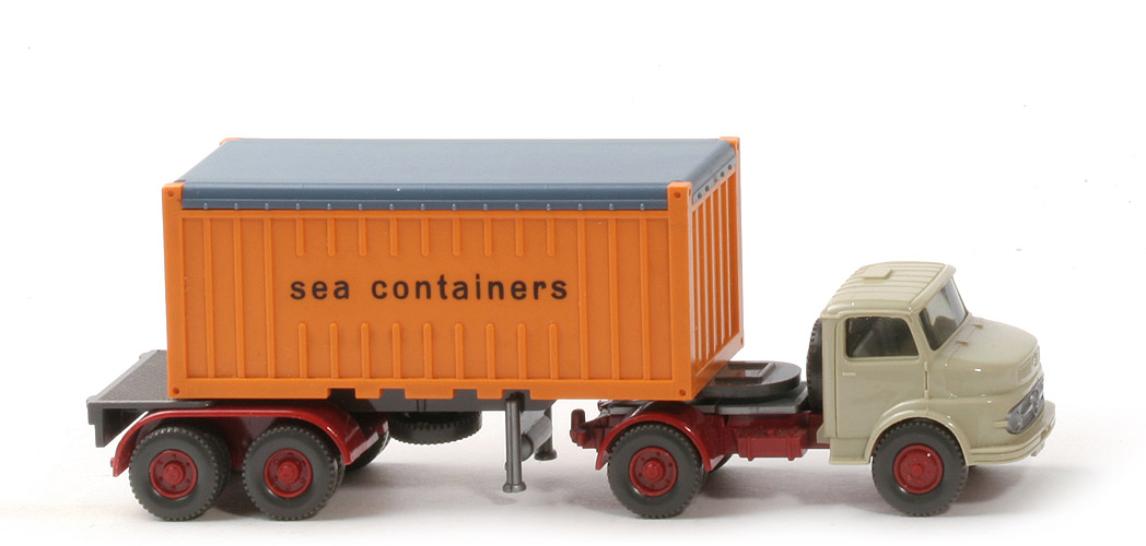 MB LS 1413 Container-Sattelzug 20 ft - sea containers OT, FH hellgelbgrau - 526/4c