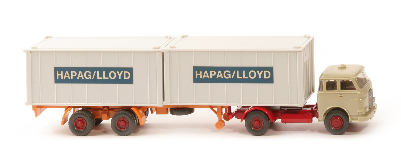 MAN 10.230 Container-Sattelzug HL - FH hellgelbgrau, CH rot, Aufl. gelborange, KöBo groß - Hapag-Lloyd ?