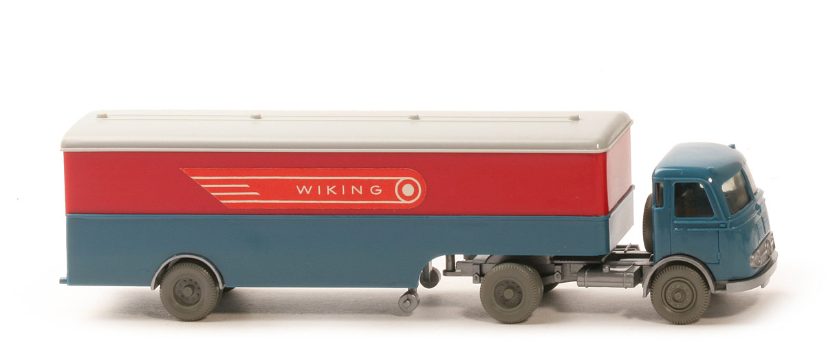 MB LPS 332 Pullman - Großer Koffer-Sattelzug - WIKING - FH azurblau - Aufl. rot / azurblau - 513/3l