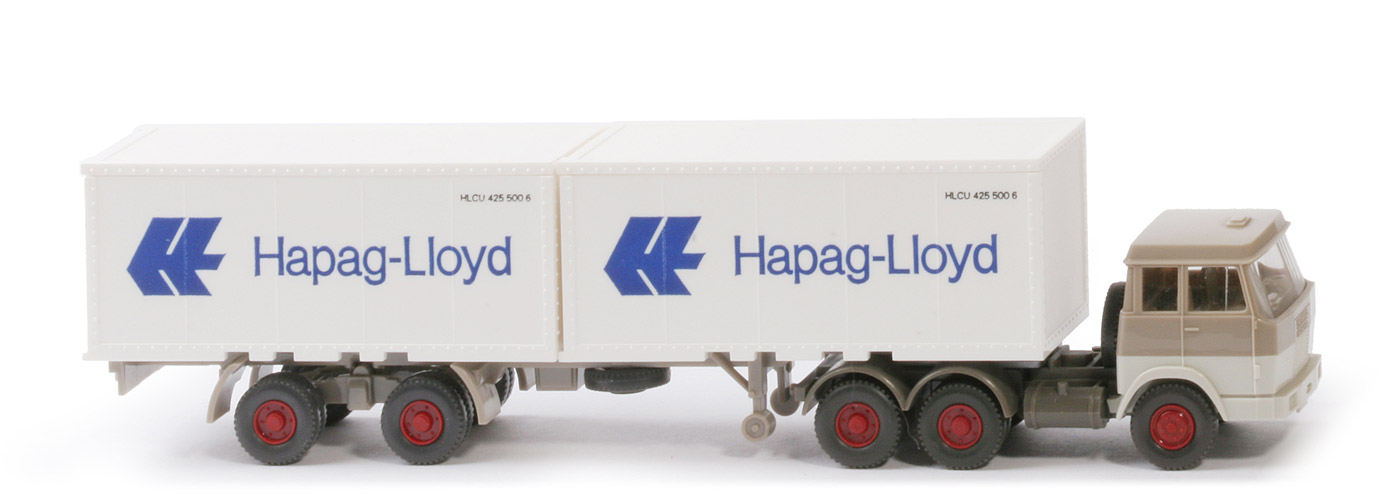 Hanomag-Henschel Container-Sattelzug - Hapag-Lloyd 2 x 20 ft , graubeige/grauweiß FEHLDRUCK - 521/14a