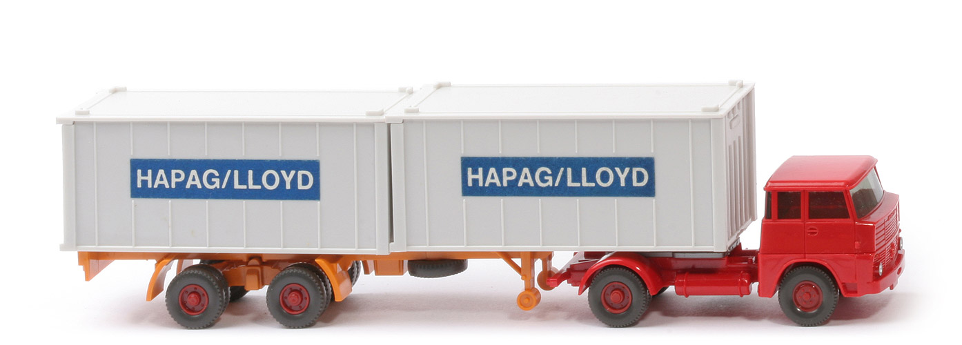 Henschel HS 14 Container-Sattelzug - Kabine rot, Bolzen stark - 523/1