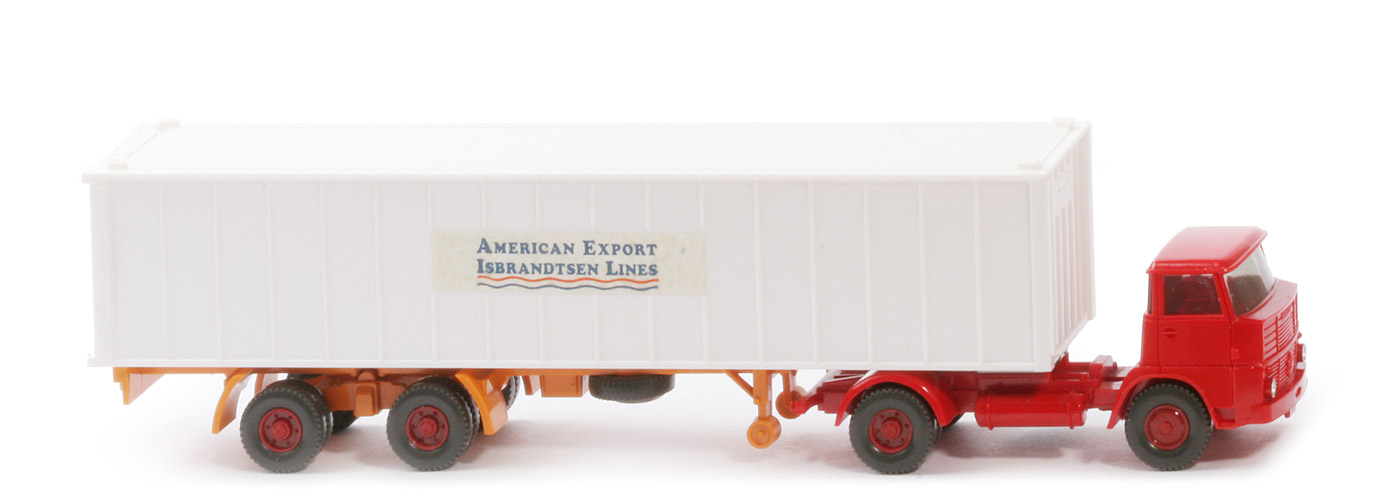 Henschel HS 16 Container-Sattelzug - AMERICAN EXPORT ..., 1 x 40 ft weiß, KöBo stark - American Export