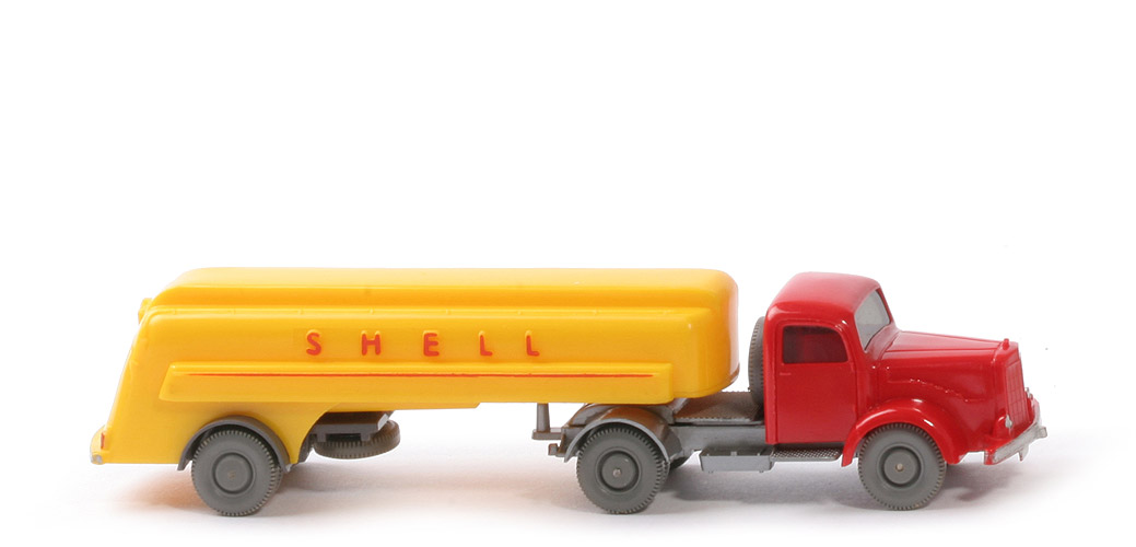 MB L 5000 S Alter Tanksattelzug - Shell, ZM rot, CH silbern - 800/18b ~