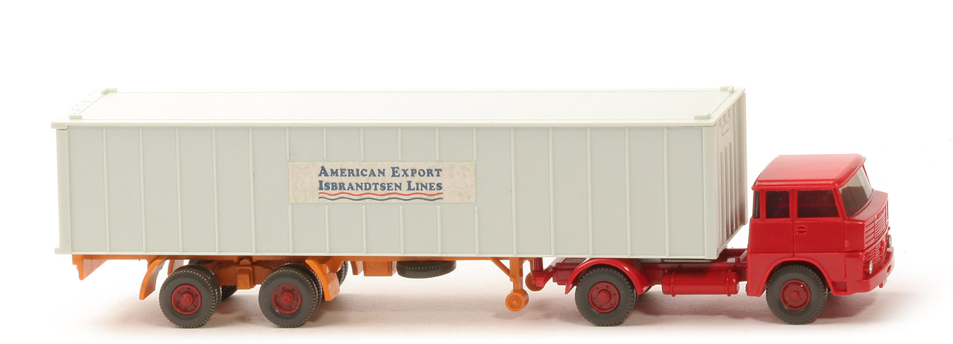 Henschel HS 14 Container-Sattelzug - AMERICAN EXPORT ..., 1 x 40 ft papyrusweiß, KöBo dünn - American Export