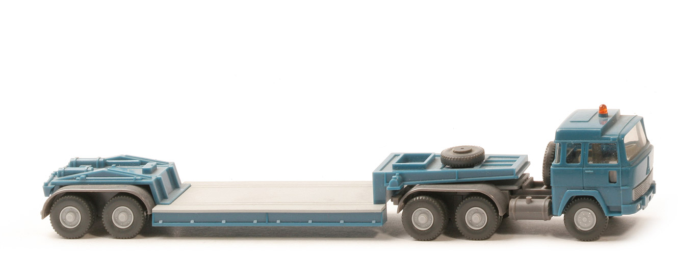Magirus 235 D Tieflade-Sattelzug o. Ladung - FH, Auflieger azurblau - 503/4b