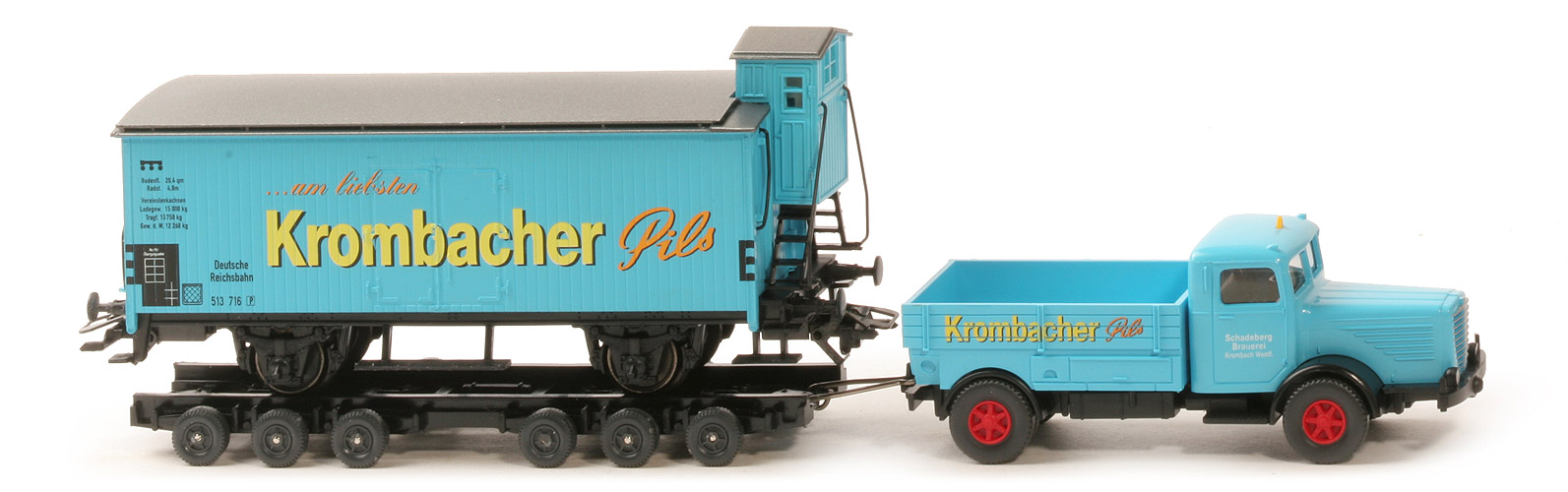 Büssing 8000 Typ 3, Straßenroller (2002) - Krombacher, Märklin, Güterwagen ohne Förster - nicht erfasst